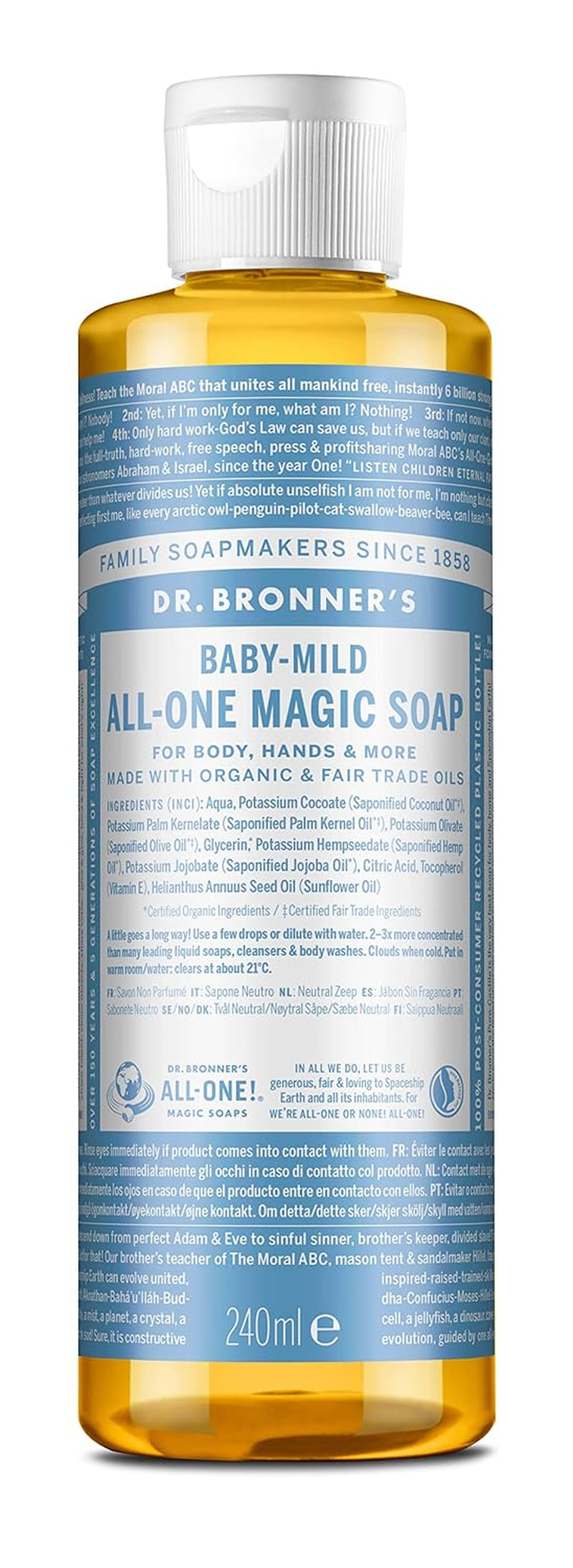 - Pure-Castile Liquid Soap (Baby Unscented, 8 Ounce) - Made with Organic Oils, 18-In-1 Uses: Face, Hair, Laundry, Dishes, for Sensitive Skin, Babies, No Added Fragrance, Vegan, Non-Gmo